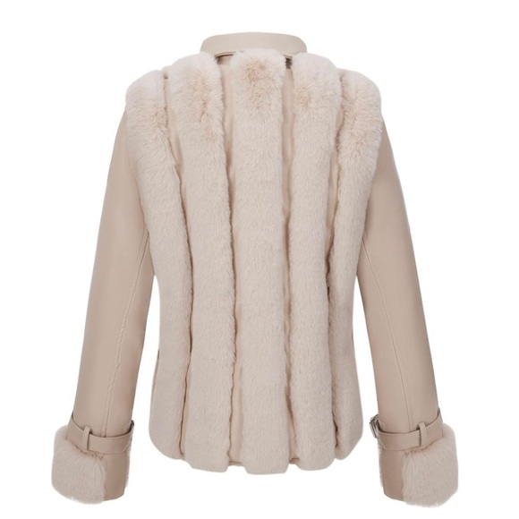 Faux Leather Fur Moto Jacket - Picture 2 of 7